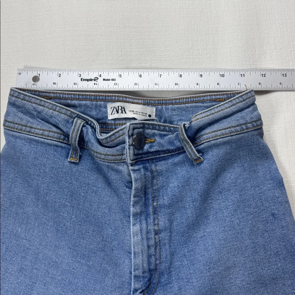 Zara Light Blue wide leg Women's Jeans 4 - Picture 6 of 8